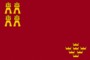 Bandera Region Murcia Las 7 coronas y los 4 castillos, en la bandera de la Región de Murcia